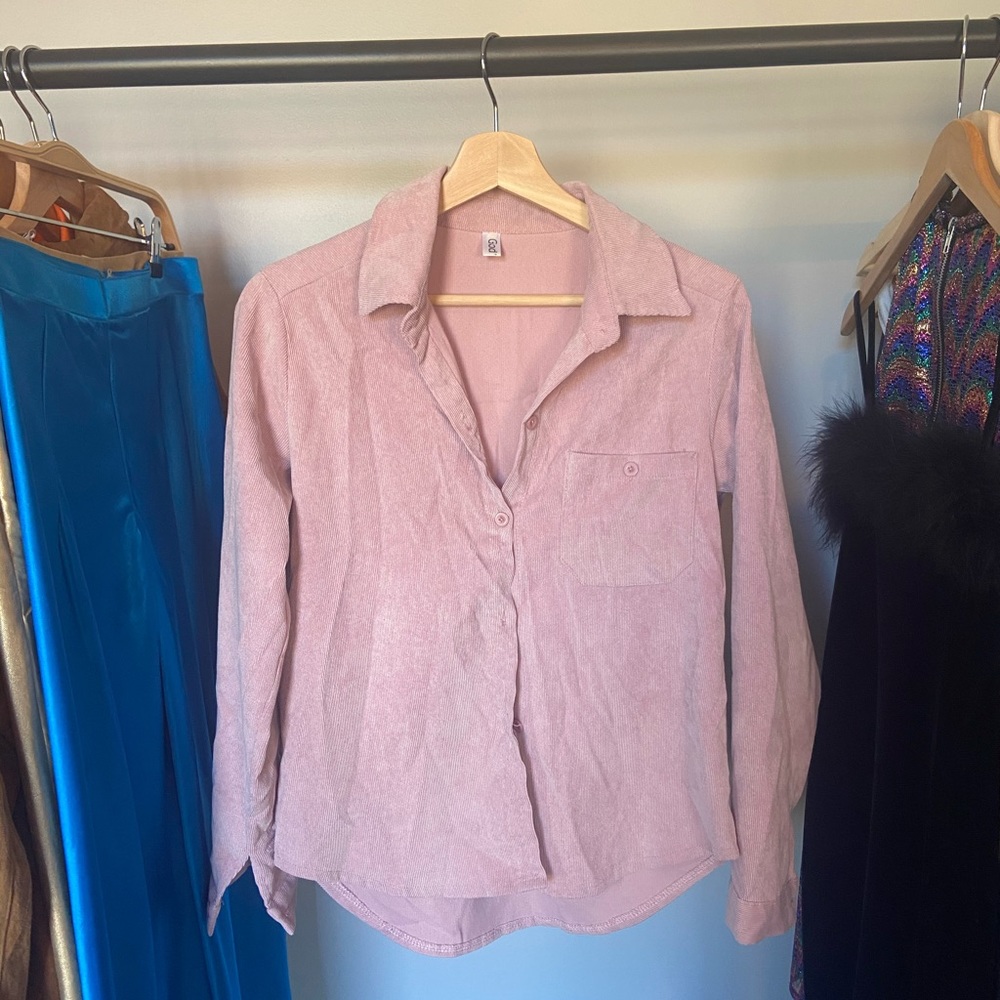 corduroy pink button up blouse